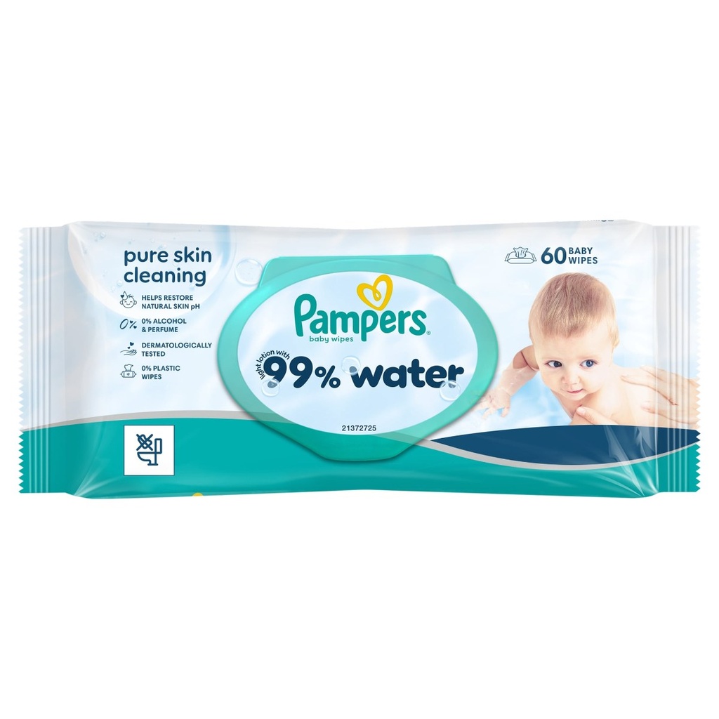 Pampers Total Care Aqua Baby Wipes Unscented - 60s