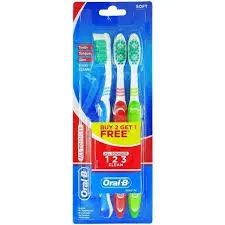 [100449] Oral B Toothbrush All Rounder 123 Soft 3NOS
