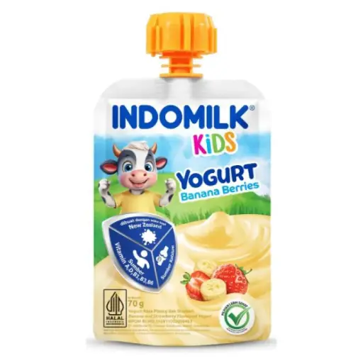 [104763] Indomilk Kids Yoghurt Pouch Banana Berries 70g