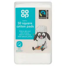 [104971] Co-op Fairtrade Cotton Wool Pads Square - 50's
